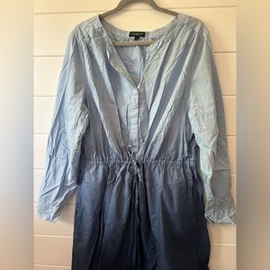 Lane Bryant Women’s Size 20 | Blue Ombré Shirt Dress | Pockets & Drawstring